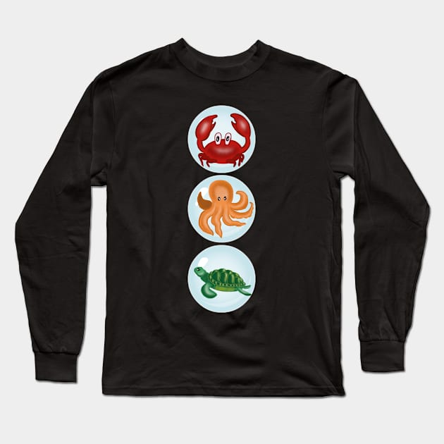 Traffic lights: a crab, an octopus, and a turtle Long Sleeve T-Shirt by Tigra